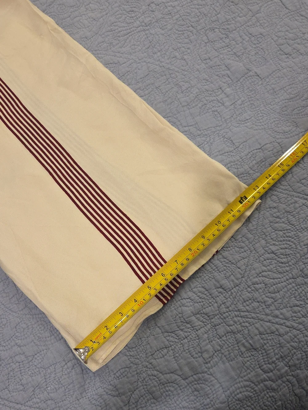 Zara High Waist Striped Wide-Leg Palazzo Pants-- Ecru & Burgundy Size M! - Picture 11 of 11